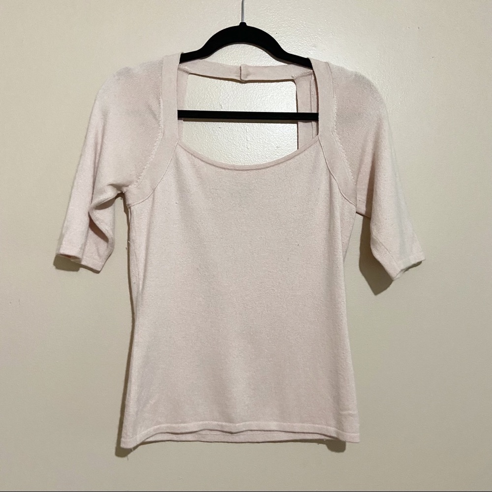 Etcetera• powder pink square neck half sleeve trendy y2k top